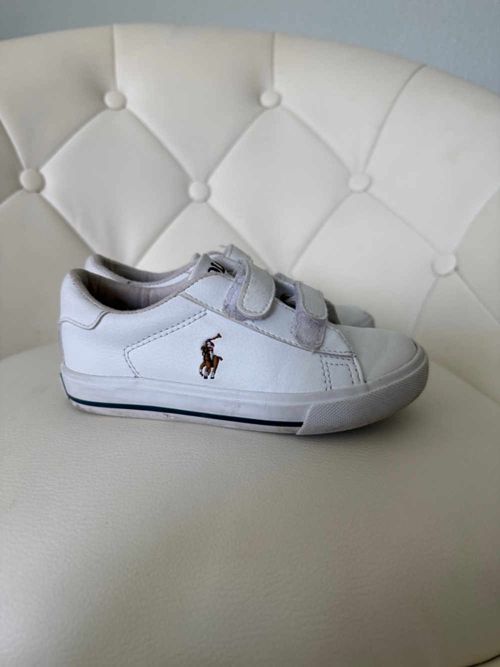 Polo Ralph Lauren Hook & Loop Toddler Boys Easten II EZ White Blue Sneaker 10T - Picture 3 of 11